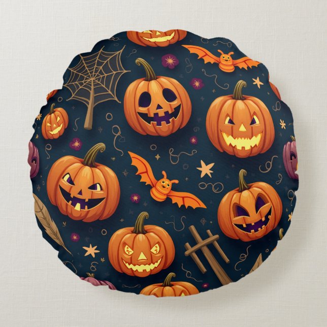 Halloween day round pillow (Front)