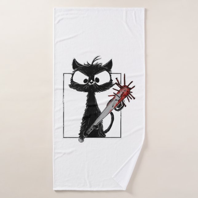 Halloween de baseball de chat noir (Serviette de bain)