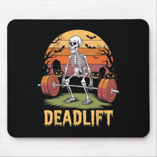 Halloween Deadlift Skeleton Gym Workout Weight Lif Mouse Pad