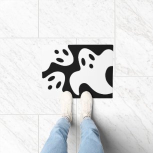 Halloween Decor Black and White Doormat