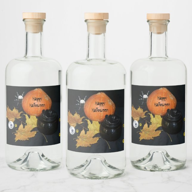 Halloween decor liquor bottle label (Bottles)