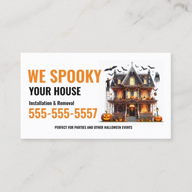 Halloween Decoration installation Business cards (Front)