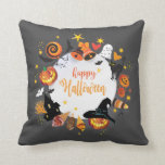 Halloween Decoration Treat or Trick Monster Throw Pillow<br><div class="desc">Halloween. Halloween Party Decoration. Treat or Trick Characters,  Halloween Magic Night Forest,  Moon,  Pumpkin Face,  Halloween Magic Witch Woman,  Spider Web,  Scary,  Monster,  Black Cat,  Bat,  Birthday gifts. Illustration Hand Drawn Cartoon Paper Art,  Cut paper Handmade style. Home > Home Décor > Pillows & Poufs > Throw Pillows 2021</div>