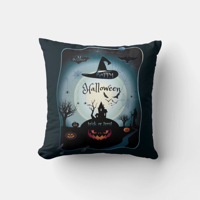 Halloween Decoration Treat or Trick Monster Throw Pillow (Front)