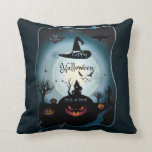 Halloween Decoration Treat or Trick Monster Throw Pillow<br><div class="desc">Halloween. Halloween Party Decoration. Treat or Trick Characters,  Halloween Magic Night Forest,  Moon,  Pumpkin Face,  Halloween Magic Witch Woman,  Spider Web,  Scary,  Monster,  Black Cat,  Bat. Illustration Hand Drawn Cartoon Paper Art,  Cut paper Handmade style. Home > Home Décor > Pillows & Poufs > Throw Pillows</div>