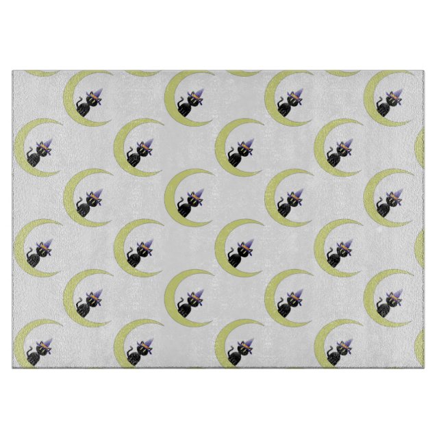 Halloween Decorative Glass Cutting Board/Black cat Board (Front)