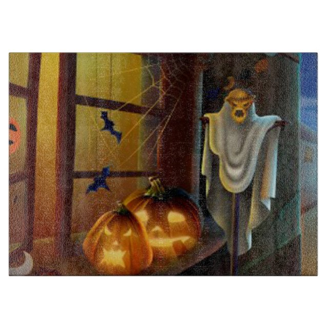 Halloween Decorative Glass Cutting Board/Ghost Board (Front)