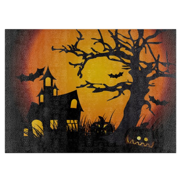 Halloween Decorative Glass Cutting Board/Haunted Board (Front)