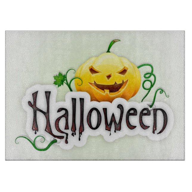Halloween Decorative Glass Cutting Board/Pumpkin Cutting Board (Front)