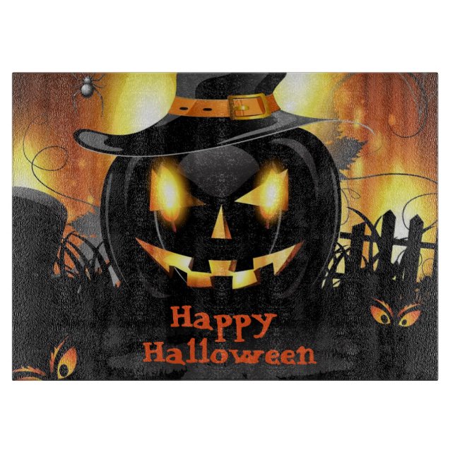 Halloween Decorative Glass Cutting Board/Pumpkins Board (Front)