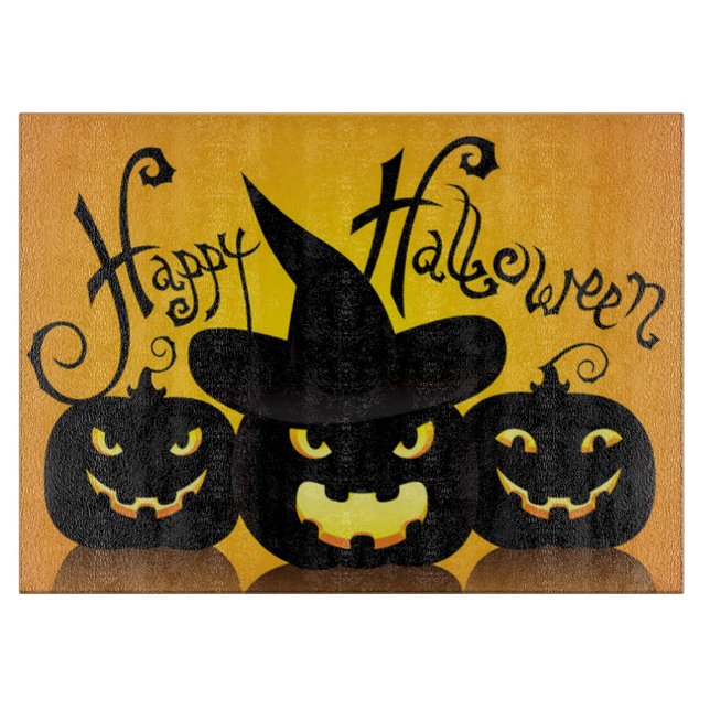 Halloween Decorative Glass Cutting Board/Pumpkins Cutting Board (Front)