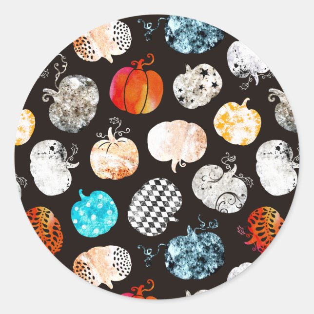 Halloween Decorative Pumpkin Pattern Classic Round Sticker (Front)