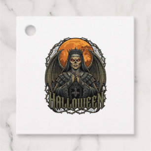 Halloween Demon Nun Crown Wings Orange Moon_1 Favour Tags