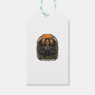 Halloween Demon Nun Crown Wings Orange Moon_1 Gift Tags
