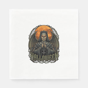 Halloween Demon Nun Crown Wings Orange Moon_1 Napkin