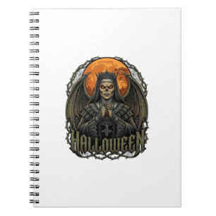 Halloween Demon Nun Crown Wings Orange Moon_1 Notebook