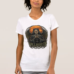 Halloween Demon Nun Crown Wings Orange Moon_1 T-Shirt
