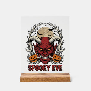 Halloween Demon Shirt with Vintage Engraving Pumpk Acrylic Sign