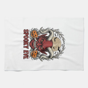 Halloween Demon Shirt with Vintage Engraving Pumpk Kitchen Towel