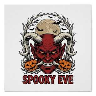 Halloween Demon Shirt with Vintage Engraving Pumpk Poster