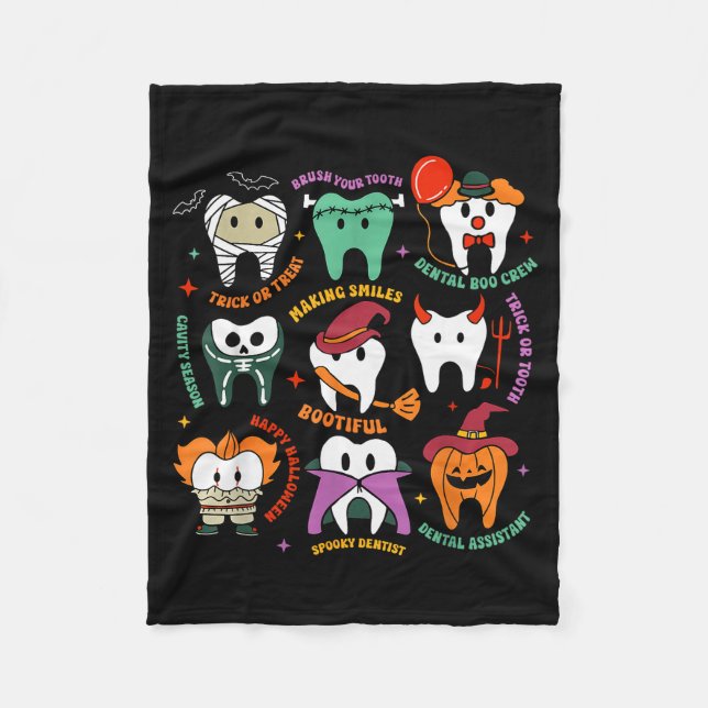 Halloween Dental Boo Crew Dentist Costume Teeth Wo Fleece Blanket (Front)