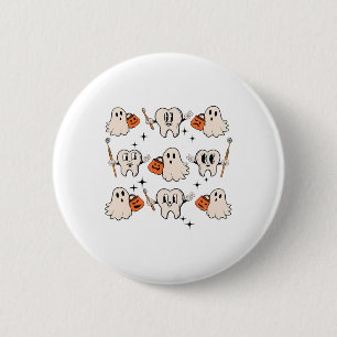 Halloween Dentist Dental Hygienist Teeth Ghost Pum 2 Inch Round Button
