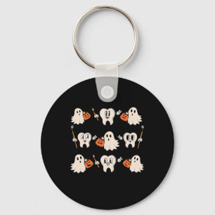 Halloween Dentist Dental Hygienist Teeth Ghost Pum Keychain