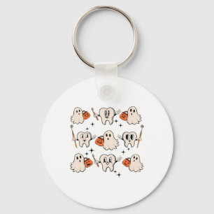 Halloween Dentist Dental Hygienist Teeth Ghost Pum Keychain