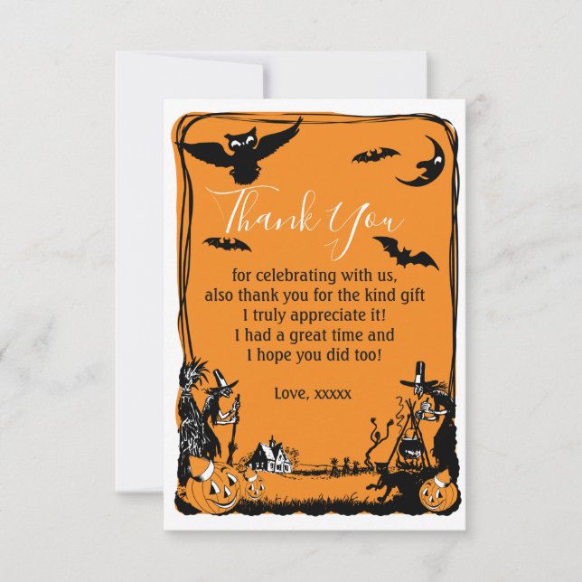 Halloween, des bonbons ou un sort, automne, carte  (Devant)