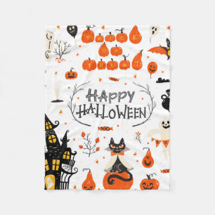 Halloween design elements. Halloween cliparts with Fleece Blanket