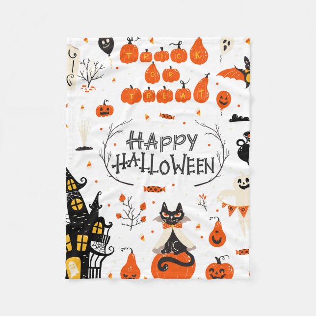 Halloween design elements. Halloween cliparts with Fleece Blanket (Front)