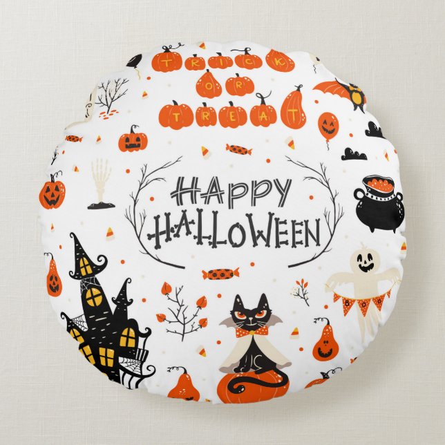 Halloween design elements. Halloween cliparts with Round Pillow (Front)