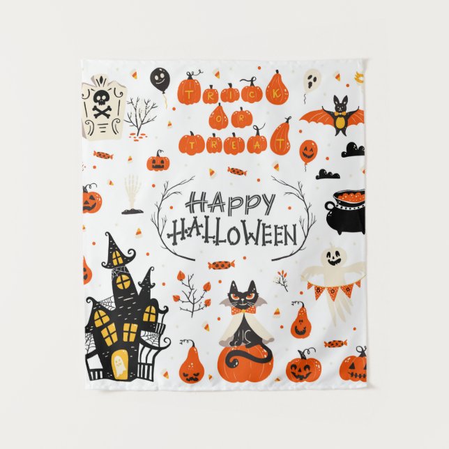 Halloween design elements. Halloween cliparts with Tapestry (Front)