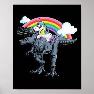 Halloween Design For Kids Unicorn Riding Dinosaur  Poster