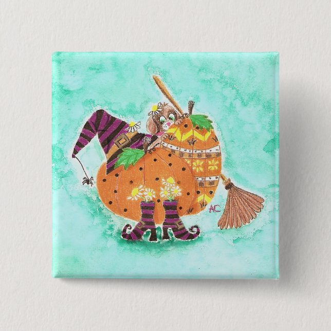 Halloween design green button (Front)