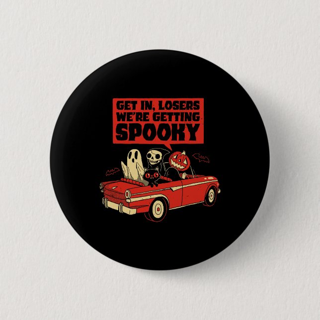 Halloween Design Skeleton Pumpkin Ghost Get In Los 2 Inch Round Button (Front)