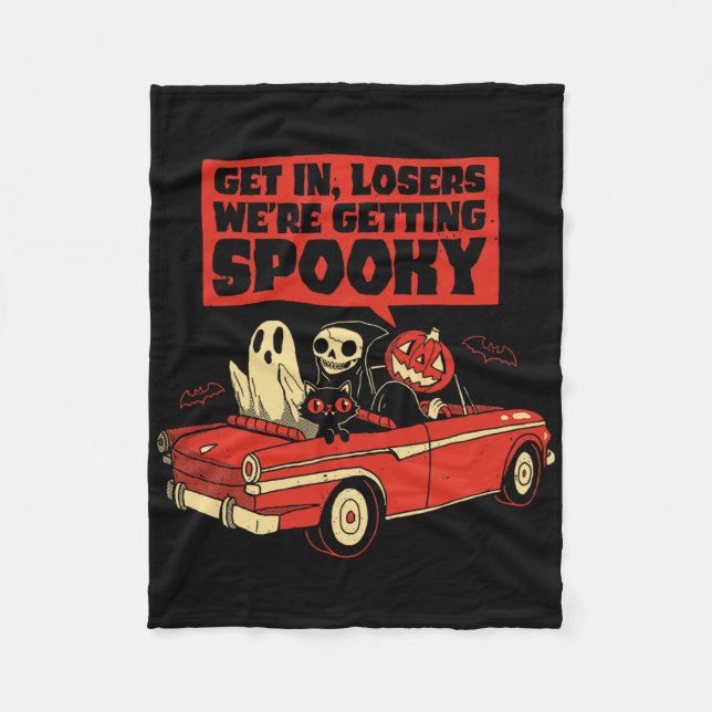 Halloween Design Skeleton Pumpkin Ghost Get In Los Fleece Blanket (Front)