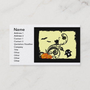 Halloween Design with Cats and Pumpkins Business Card