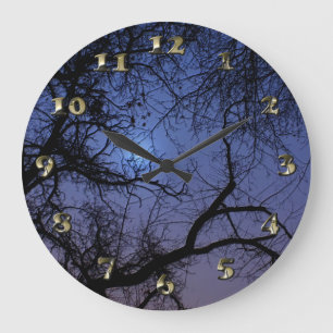 Halloween Design with Spooky Tree and Moon Large Clock