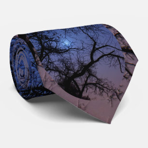 Halloween Design with Spooky Tree and Moon Tie