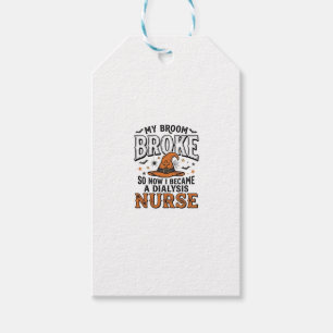 Halloween Dialysis Nurse Witch Broom Broke Shirt_1 Gift Tags