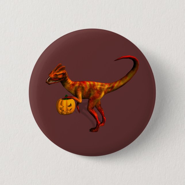 Halloween Dilophosaurus 2 Inch Round Button (Front)