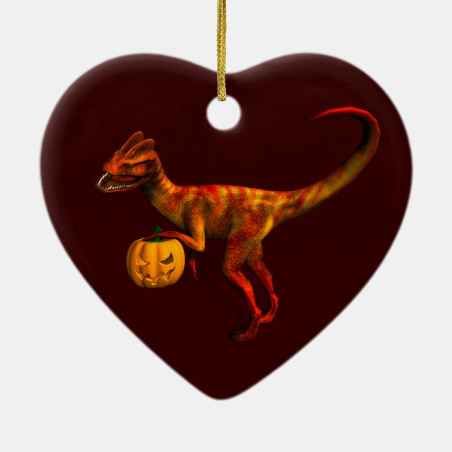 Halloween Dilophosaurus Ceramic Ornament (Back)