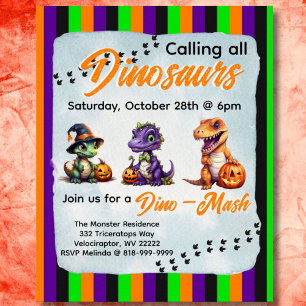 Halloween Dinosaur Dino-Mash Party Invitation Poster