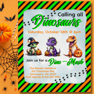 Halloween Dinosaur Dino-Mash Party Invitation Poster