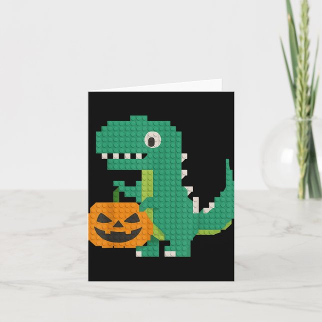 Halloween Dinosaur Pumpkin Master Builder Block Br Card (Front)
