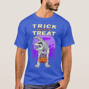 Halloween Dinosaur Skeleton, Pumpkin Bag, Treack O T-Shirt