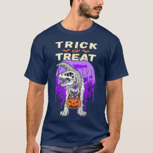 Halloween Dinosaur skeleton, pumpkin bag, treack o T-Shirt
