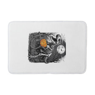 Halloween Dinosaur Skeleton Pumpkin Vintage Shirt Bath Mat