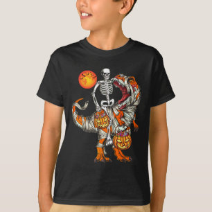 Halloween Dinosaur Skeleton T Rex Scary Pumpkin Mo T-Shirt